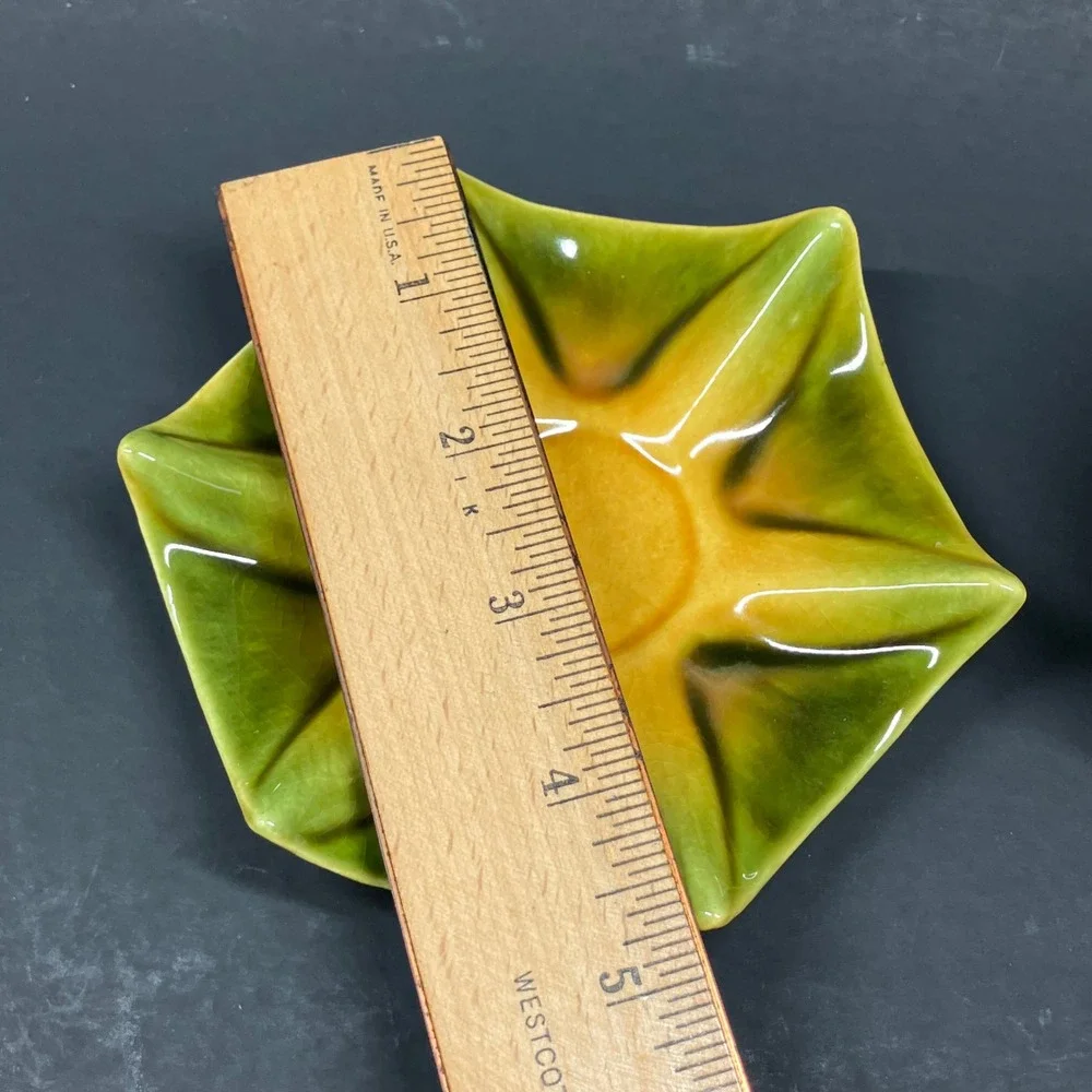 Kipp Ceramics Demitasse Cup Saucer 1947 Yellow Green Vintage Art Pottery